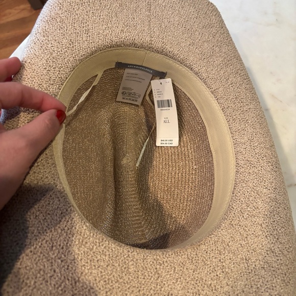 SOLD 
Anthropologie Tan Woven Cowboy Hat NWT One Size Western Coastal Cowgirl - Picture 2 of 4
